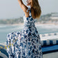 🩱V Neck Lace Up Printed One Piece Swimsuit and Skirt